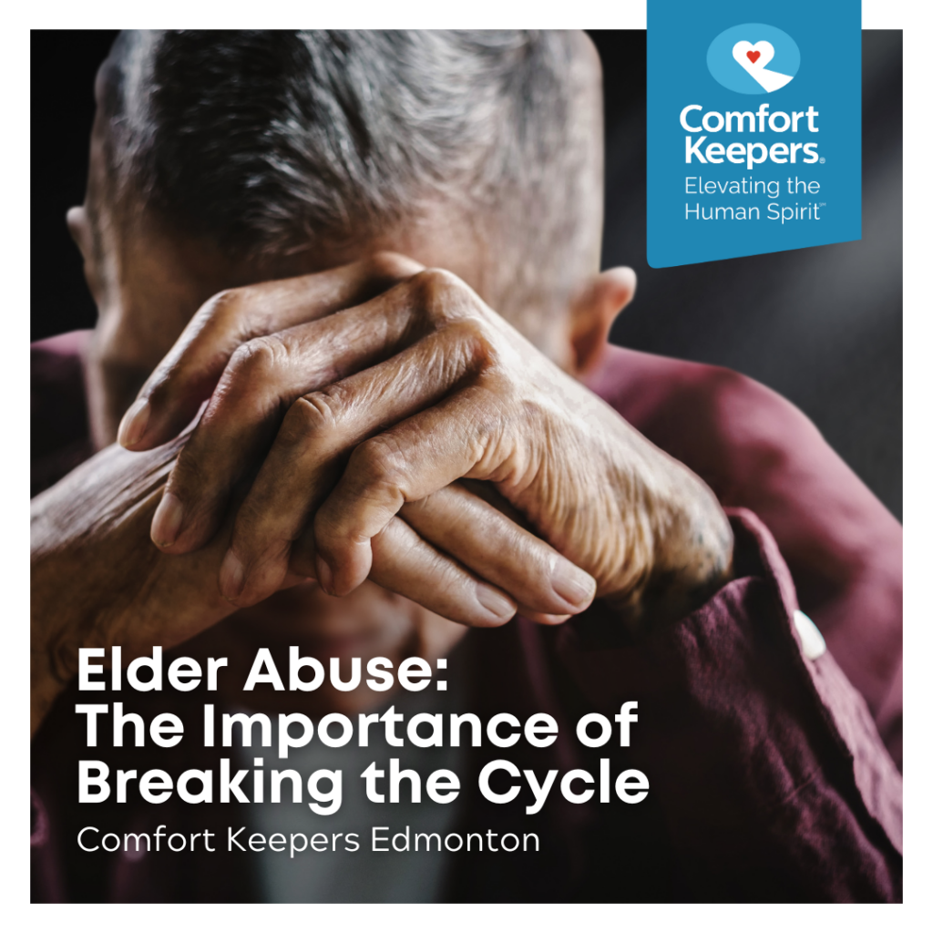 Senior male with head resting on hands | Comfort Keepers Edmonton - Elder Abuse The Importance of Breaking the Cycle - BLOG POST