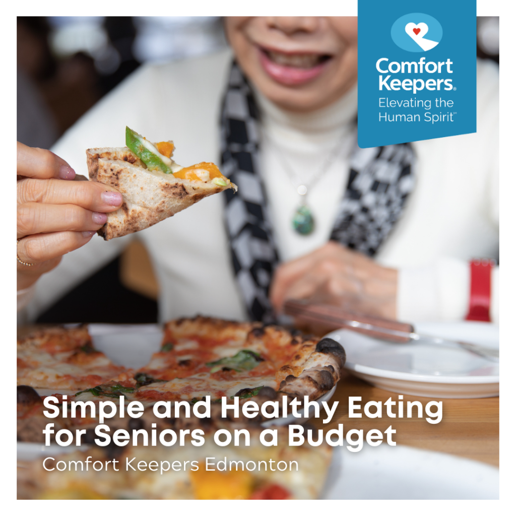 Senior eating pizza | Simple and Healthy Eating for Seniors on a Budget | Comfort Keepers Edmonton | BLOG POST