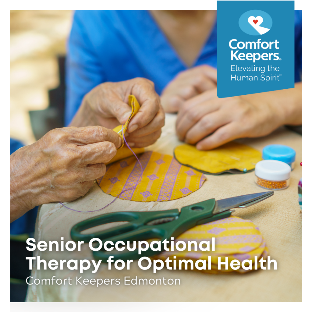 Caregiver and senior working on craft | Senior Occupational Therapy for Optimal Health | Comfort Keepers Edmonton