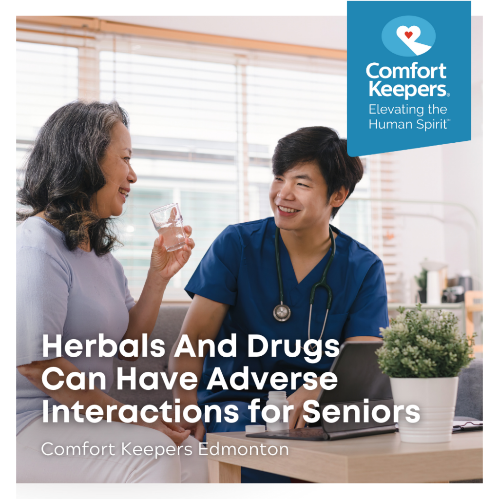 Senior with Caregiver | Herbals and Drugs Can Have Adverse Interactions for Seniors - Comfort Keepers Edmonton - BLOG POST