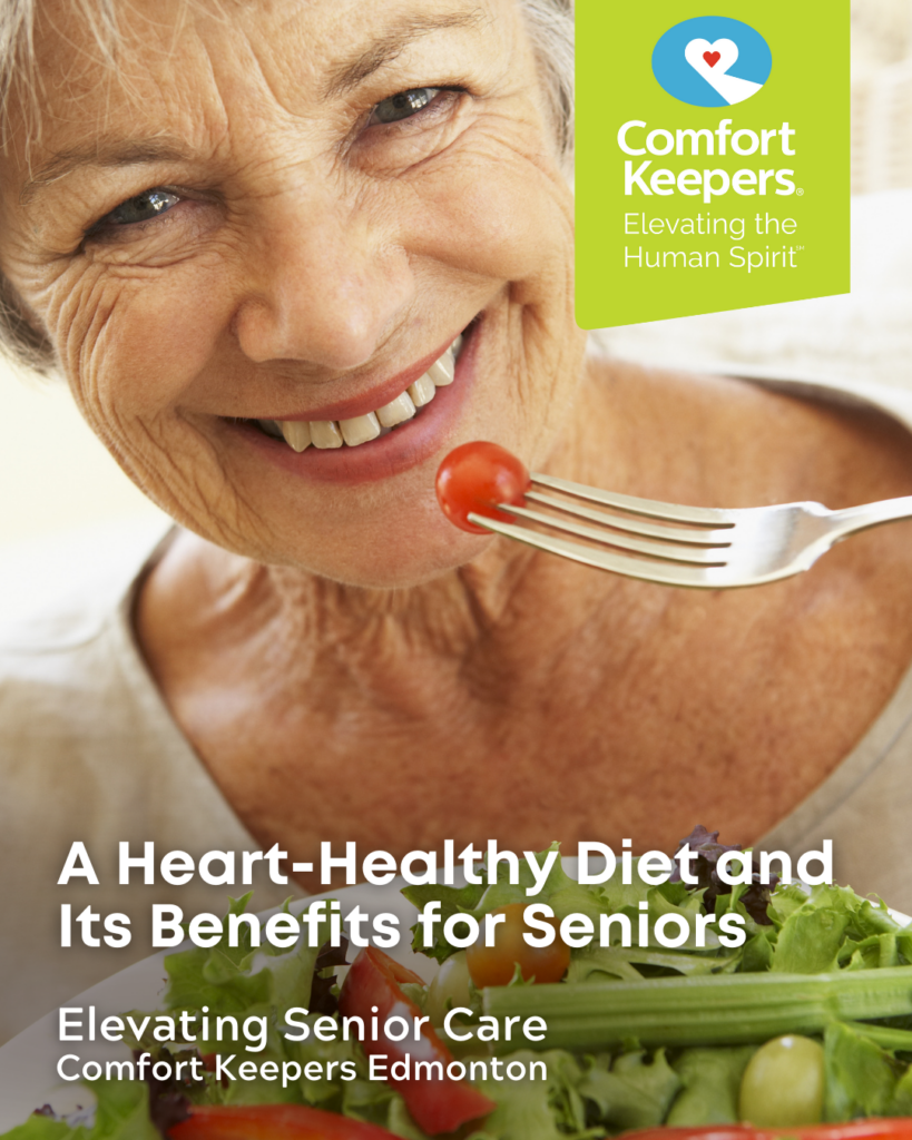 Senior women eating a tomato | A Heart-Healthy Diet and Its Benefits for Seniors - Comfort Keepers Edmonton