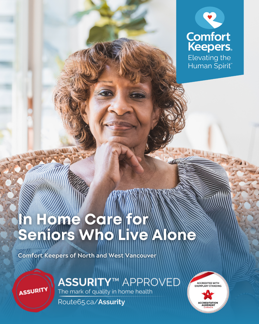 Senior woman seated in chair in front of window | In Home Care for Seniors Who Live Alone | Comfort Keepers North and West Vancouver