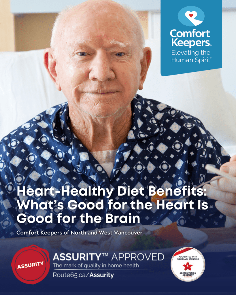 Senior male seated at table eating | Heart-Healthy Diet Benefits - What's Good for the Heart is Good for the Brain - Comfort Keepers North and West Vancouver