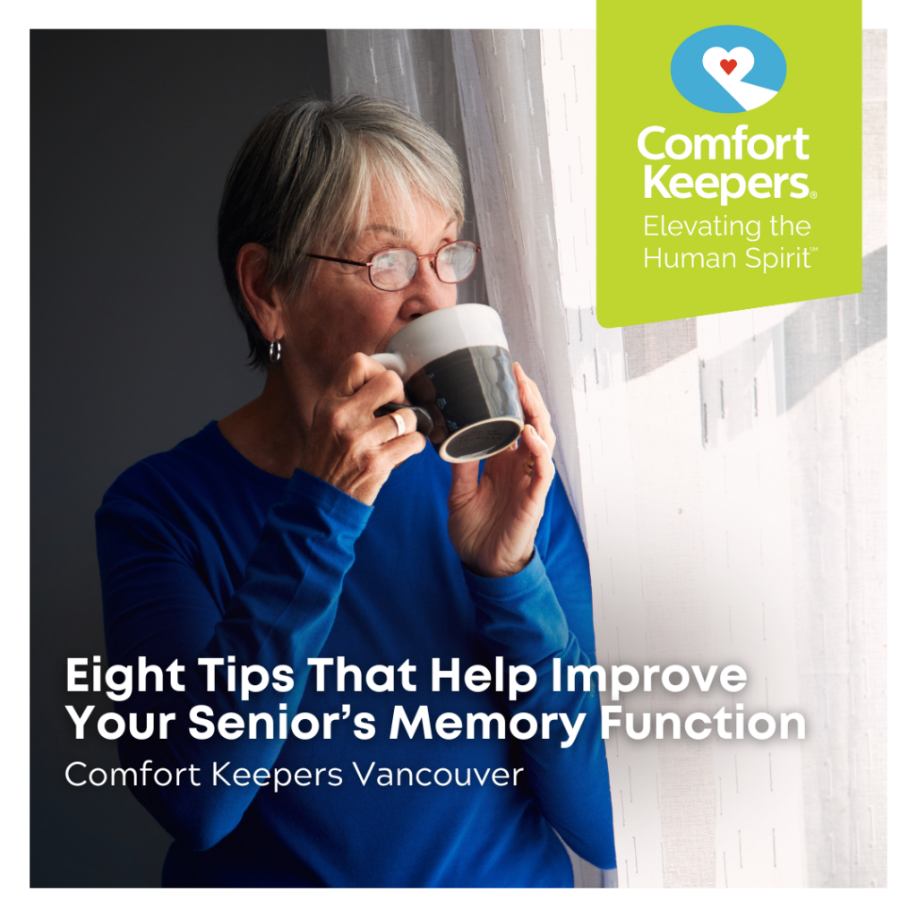 Senior drinking coffee and looking out window | Comfort Keepers Vancouver | Eight Tips That Help Improve Your Senior's Memory Function | BLOG POST