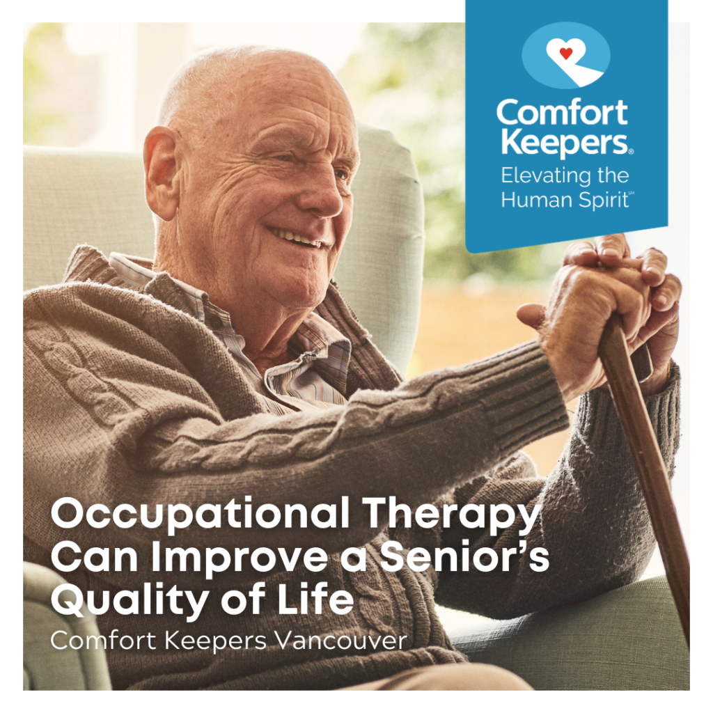 Senior male seated and smiling | Occupational Therapy Can Improve a Senior's Quality of Life | Comfort Keepers Vancouver