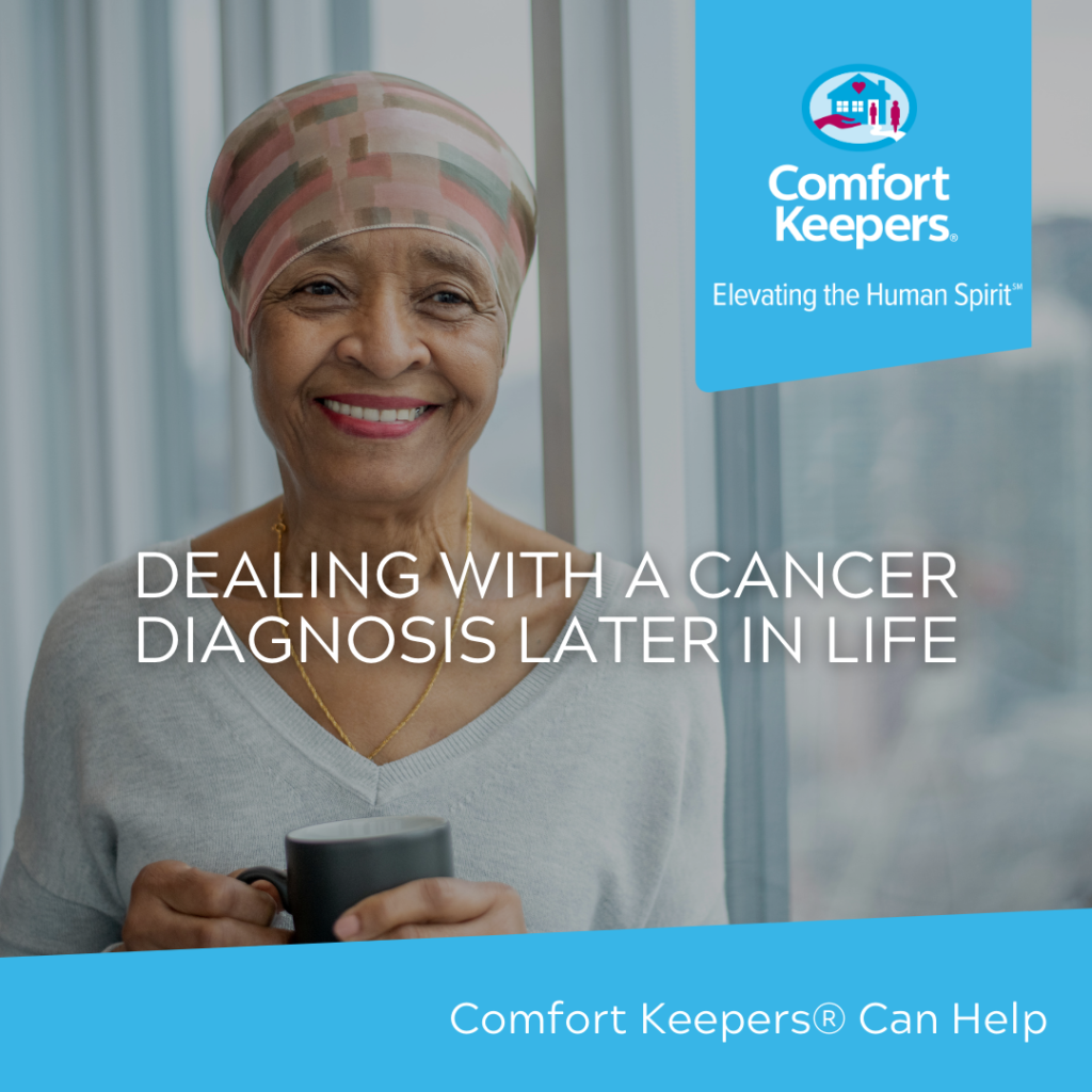 Senior cancer patient smiling " How to Deal with a Cancer Diagnosis | BLOG POST | Comfort Keepers Winnipeg