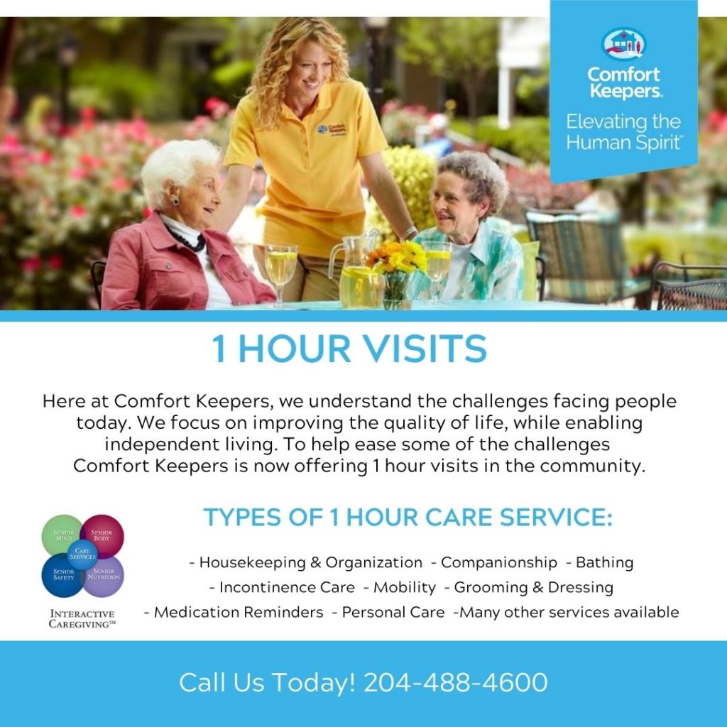 Caregiver outside with two senior women | One -Hour Visits | Comfort Keepers Winnipeg | BLOG POST